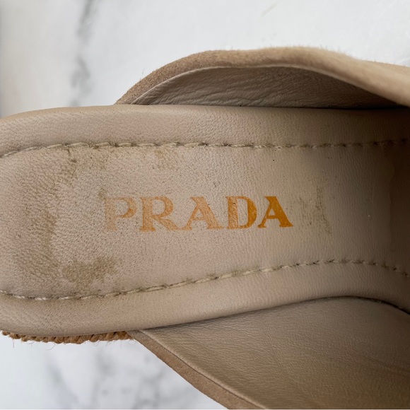 Prada suede wedge espadrille mule sandal size IT 36 US 6 - Picture 10 of 15
